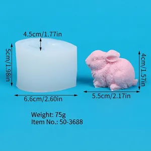 Gros plan d'un moule en silicone lapin avec dimensions pour bougies