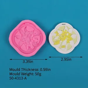 Floral silicone mold for plaster pendants with precise size measurements