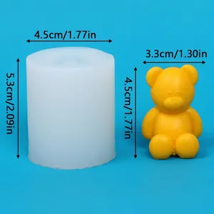 Dimensions détaillées du moule en silicone ours 3D et de la figurine d'ours en résine