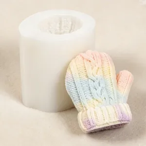 Moule en silicone pour bougies en forme de moufles tricotées et décorations de maison