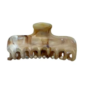 Large French style marble pattern hair claw clip for women's elegant updos, acetate