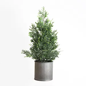 Mini albero di Natale artificiale in vaso di metallo per decorazioni da tavolo eleganti