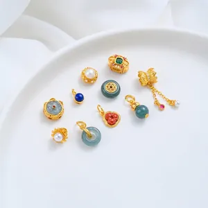 24K Verguld Messing Lotus Hanger Kraal Künstliche Parel Ingelegde Steen Hangers Voor DIY Sieraden Maken Handgemaakte Accessoires