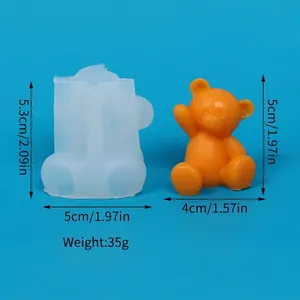 Detailed dimensions of bear silicone mold and finished animal candle weighing 35g