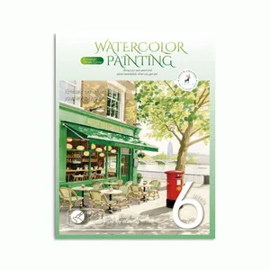 DIY watercolor painting set with 6 sheets of European street scenery for adults