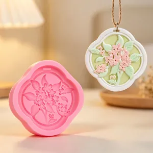 Floral Silicone Mold For DIY Aromatherapy Gypsum Tablet Wax Melt Pendant Mold Car Hanging Decor Chocolate Soap Casting Tool