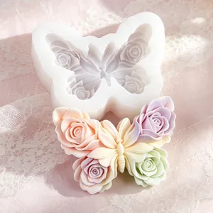 Butterfly wing mold with rose details for DIY candles and handmade home decor crafts
