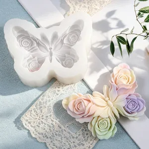 Silicone butterfly mold with rose pattern for DIY handmade aromatherapy candles