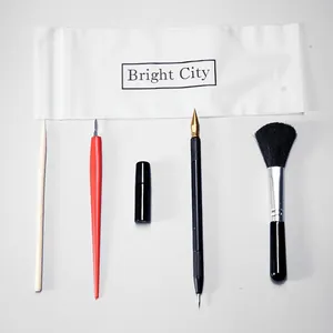 Professional 5pcs scratch art tool kit with dual-tip gold pen and cleaning brush set kit.