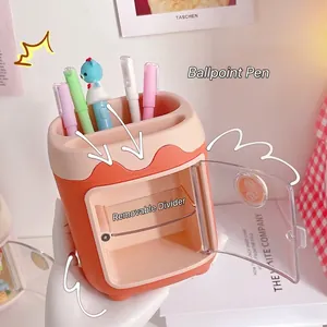 Cute pig-shaped desk organizer with large capacity and removable divider for stationery