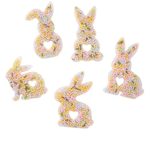 Easter rabbit silicone skin picking fidget toy with colorful beads for sensory relief