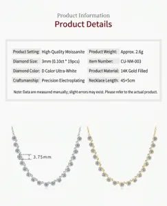 Detailed product specifications for the 14K gold filled Moissanite smile necklace
