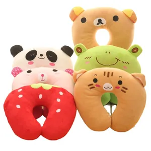 Set of various cute cartoon animal plush U-shaped neck pillows for travel and comfort