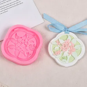 Floral silicone mold for plaster aromatherapy hangers and decorative wax tablets