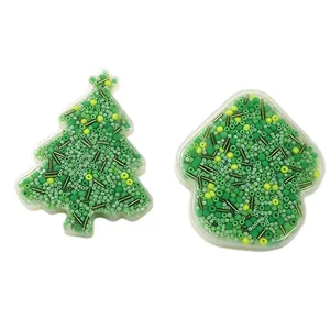 Deux jouets sensoriels de Noël en silicone vert remplis de perles et tubes métal