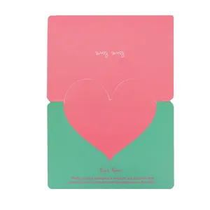 Biglietto d'auguri creativo a forma di cuore rosa e verde con citazioni inglesi