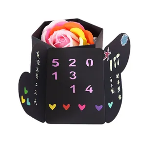 Caja de regalo creativa de explosión hexagonal DIY con flor de rosa de jabón colorida