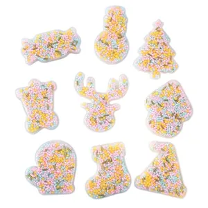 Set of 9 colorful Christmas themed silicone skin picking fidget toys with pastel beads