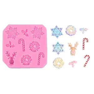 Christmas silicone mold set for DIY baking and crafts with reindeer and snowflakes