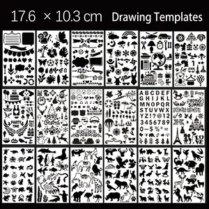 Creative PET Hollow Drawing Stencils DIY Scrapbooking Journaling Tool For Kids Animal Shape Geometry Painting Stencil Ruler
