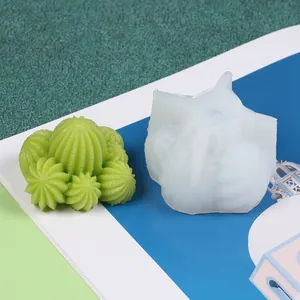 Vue détaillée d'un moule en silicone de cactus et d'une décoration de cactus en résine