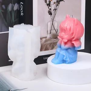 3D Karikatur Mädchen Silikonform für DIY Aromatherapie Kerzenherstellung mit fertigem Muster