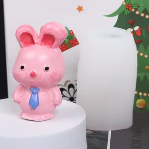 Vue détaillée d'un moule en silicone lapin mignon pour bougies et chocolats