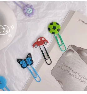 Creative cartoon paper clips set with butterfly car and soccer ball bookmark decorations