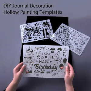 Hollow-Out DIY Painting Stencils PET Plastic Reusable Drawing Stencil Template Ruler For Scrapbooking Christmas Birthday Love Theme Art Supplies