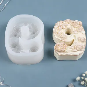 Detail der 3D-Rosenrelief-Nummer 9 Silikonform für DIY-Kerzen, Seifen und Gipshandwerk