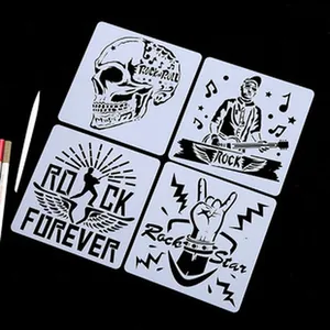 Rock theme DIY scratch art paper set with skull and guitar patterns