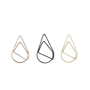 Kreative Büroklammern in Wassertropfenform in Roségold, Schwarz und Goldfarben