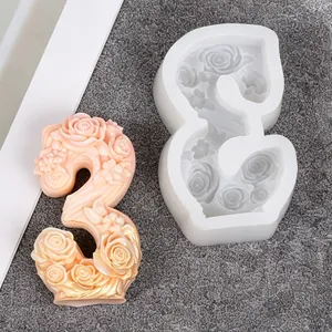 Moule en silicone fleur numéro 3 pour bricolage bougies savons et décoration de gâteaux