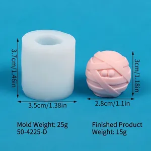 Detailed dimensions of mummy ball silicone mold for Halloween DIY candles.