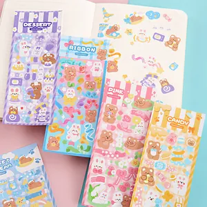 Cartoon Laser Glitzer Hase Bär Aufkleber Korean Ins Stil Scrapbooking Guka DIY Foto Dekoration Schreibwaren Ästhetische Aufkleber
