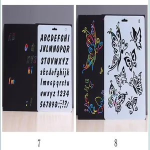 DIY alphabet and butterfly scratch art drawing stencils for scrapbooking and albums