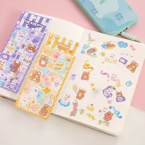 Süße Cartoon Bär und Hase Laser Aufkleber für Journaling und DIY Dekoration