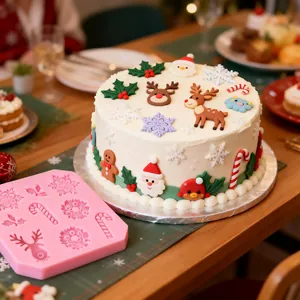 Christmas Theme Silicone Mold For Fondant Chocolate Reindeer Snowflake Shape DIY Baking Decor Cake Mold