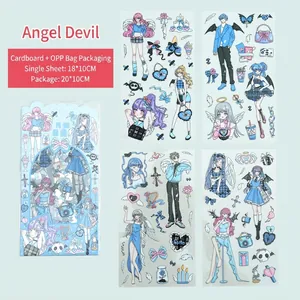 Japanse stijl anime stickervellen met engelen en demonen voor DIY journaling en decoratie