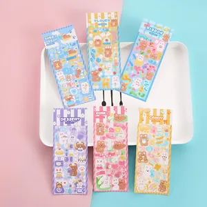 Sechs Bögen niedliche bunte Cartoon-Tieraufkleber für Journaling und DIY-Scrapbook-Basteln