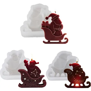 DIY Weihnachten Weihnachtsmann Schlitten Silikonform Für Kerzenherstellung Handgemachte Seife Aroma Stein Gipsform Deko