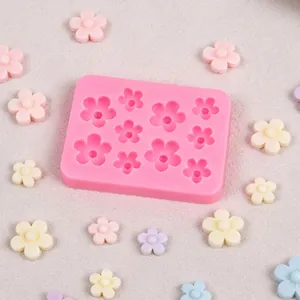 Pink flower silicone mold for handmade clay jewelry and fondant cake decorations