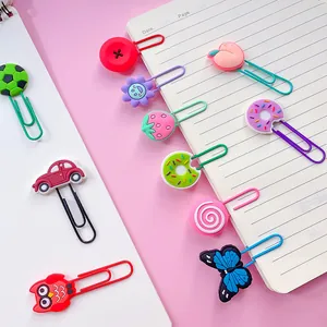 Colorful set of cute cartoon decorative paper clips and creative bookmarks for students
