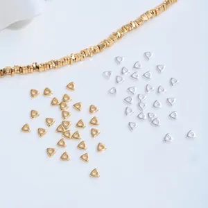 Triangle Metal Spacer Beads Gold Silver Plated Brass Geometric Loose Beads For DIY Bracelet Necklace Jewelry Making Finding