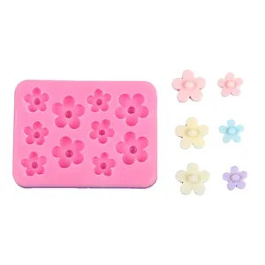Pink silicone flower mold for clay, fondant, and cake decoration craft accessories
