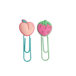 Cute cartoon strawberry and peach paper clips, creative decorative bookmark set for students.