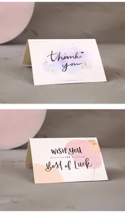 Elegant gold foil greeting cards featuring "Thank you" and "Best of Luck" text