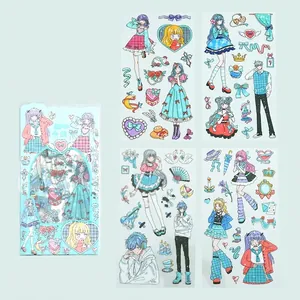 Collectie schattige anime-personage stickerbladen voor DIY-journaling en knutselen