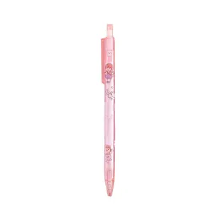 Cute pink mechanical gel pen with Small Mochi cartoon illustrations for students