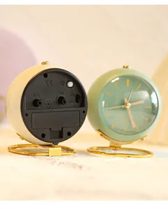 Minimalist round silent quartz alarm clock for student bedroom and desktop decor
